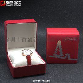 深圳品牌手表盒包装 圆角塑胶表盒厂家 喜庆大红色女手表盒子