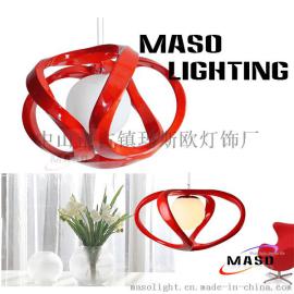 供应玛斯欧热销树脂吊灯MS-P1021M E27单头不带玻璃小尺寸款红色白色可选 条形艺术简约设计餐吊灯 现代风格吊灯