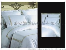 酒店客房布草，宾馆床上用品全棉加厚缎条，星级酒店床上用品四件套