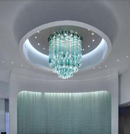 绿色玻璃管吊灯酒店大堂吊灯设计